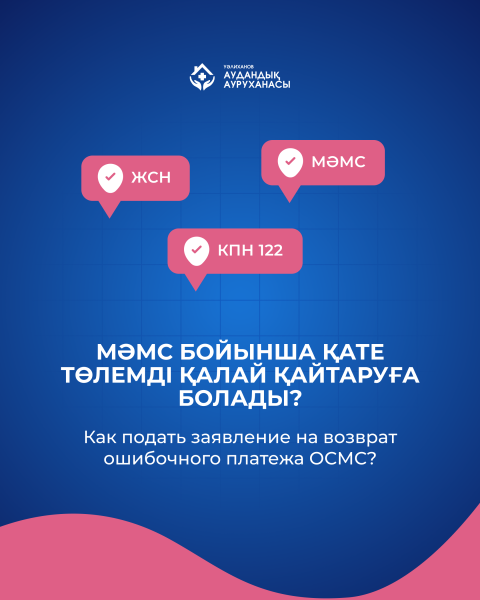 Как подать заявление на возврат ошибочного платежа ОСМС?